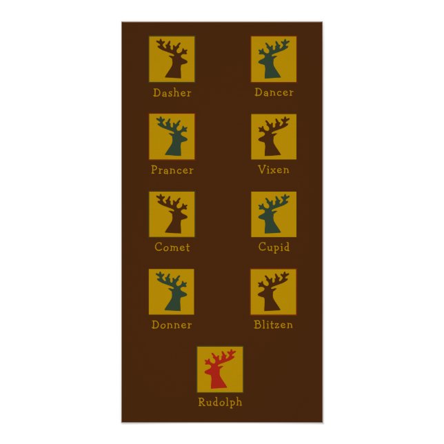 Personalized Festive Santa's Reindeer Christmas Poster (Front)