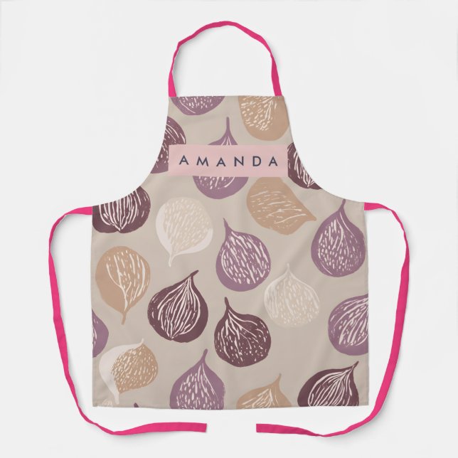 Personalized Fig Fruit Art in Warm Neutral  Apron (Front)