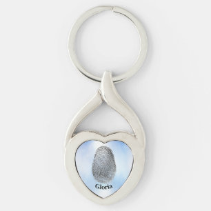 personalized fingerprint heart-shaped keychain