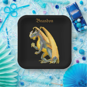 Personalized Fire Breathing Dragon  Paper Plate
