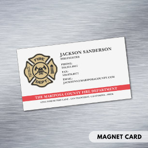 Personalized Fire Department Firefighter Logo Magnetic Business Card