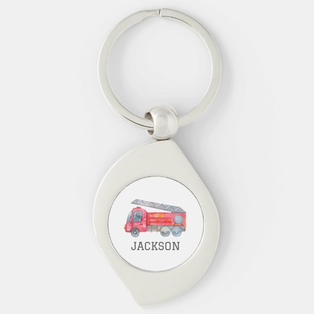 Personalized Fire engine birthday Party Key Ring (Front)