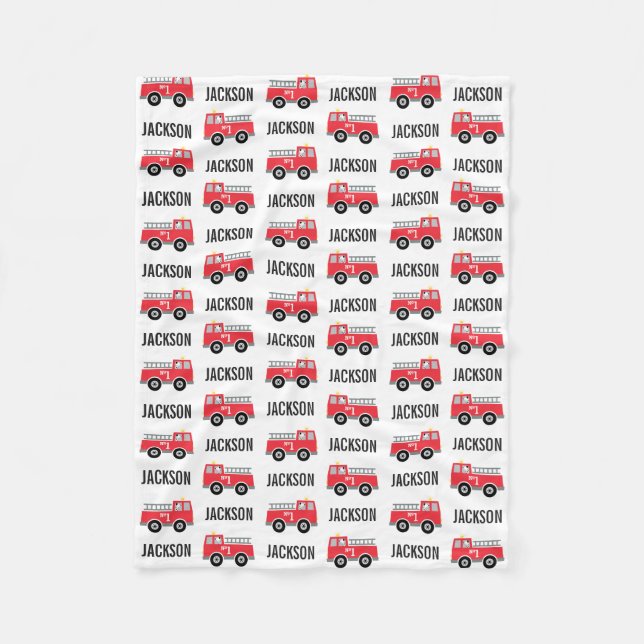 PERSONALIZED Fire Truck Kids Blanket (Front)