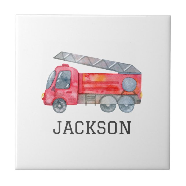 Personalized Firefighter birthday Party Ceramic Tile (Front)
