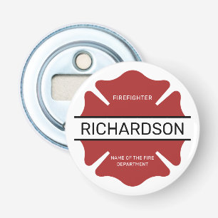 Personalized Firefighter Red Logo Symbol  Bottle Opener