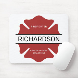 Personalized Firefighter Red Logo Symbol  Mouse Pad