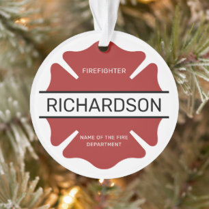 Personalized Firefighter Red Logo Symbol  Ornament
