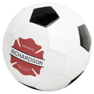 Personalized Firefighter Red Logo Symbol Soccer Ball