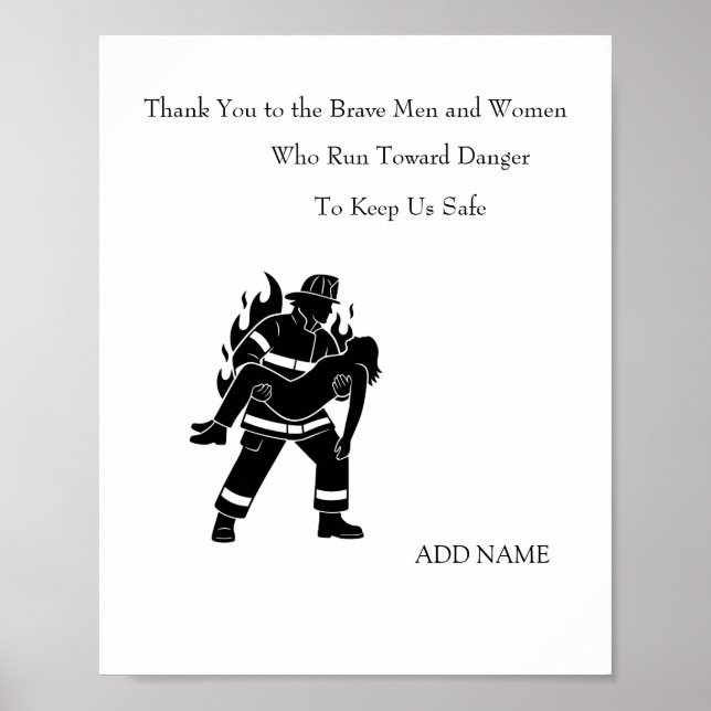 Personalized Firefighter Rescue Poster (Front)