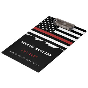 Personalized Firefighter Thin Red Line Fire Rescue Clipboard