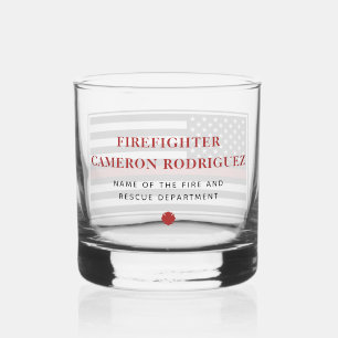 Personalized Firefighter Thin Red Line Fire Rescue Whiskey Glass