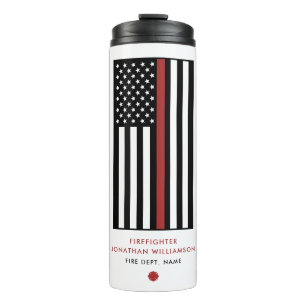 Personalized Firefighter Thin Red Line Flag Thermal Tumbler