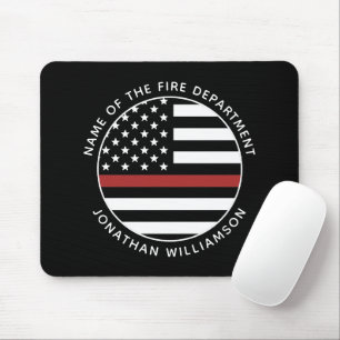 Personalized Firefighter Thin Red Line USA Flag Mouse Pad