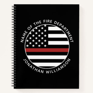 Personalized Firefighter Thin Red Line USA Flag Notebook