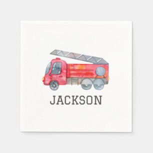 Personalized Firetruck birthday Party Napkin