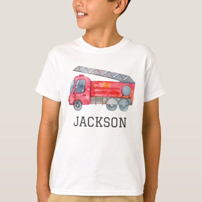 Personalized Firetruck birthday Party T-Shirt (Front)