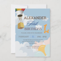 Personalized First Birthday Blue Invitation
