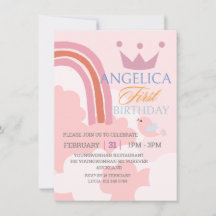 Personalized First Birthday Pink Invitation