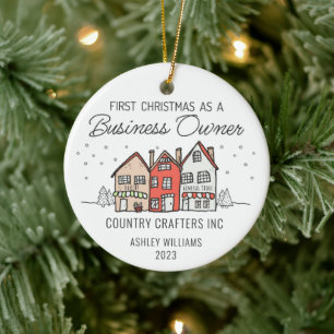 Personalized First Christmas as a Business Owner Ceramic Ornament