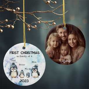 Personalized First Christmas as a Family of 4 Ceramic Ornament