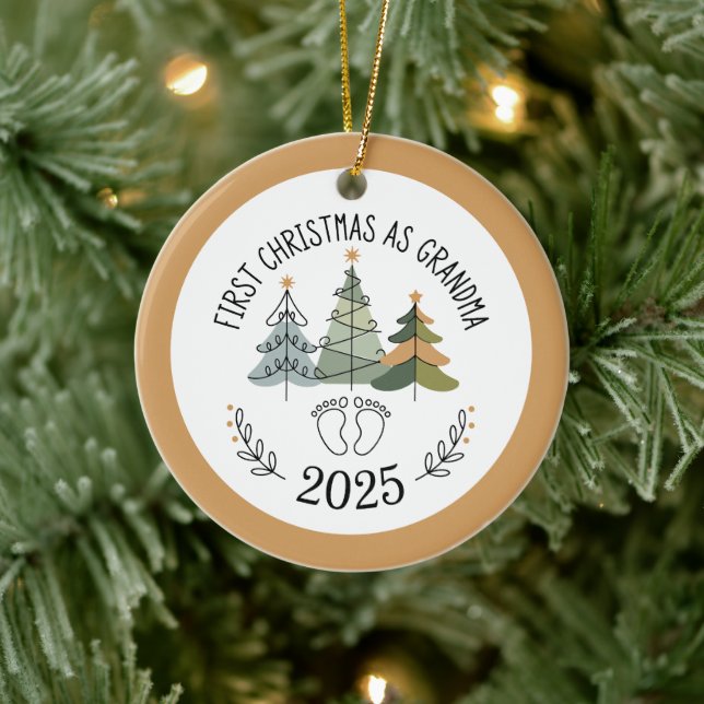 Personalized First Christmas as Grandma  Ceramic Ornament (Tree)