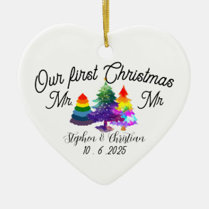 Personalized First Christmas As Mrs & Mrs  Ceramic Ornament