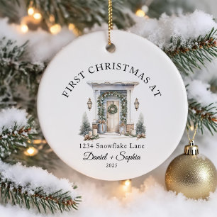 Personalized First Christmas At Our New Home Ceramic Ornament