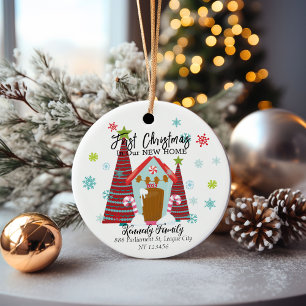 Personalized First Christmas in a New Home  Ceramic Ornament