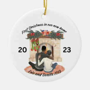 Personalized , first Christmas in new home  Ceramic Ornament