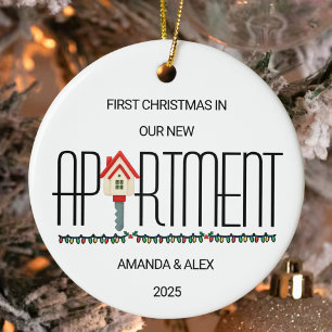 Personalized First Christmas In Our New Apartment Ceramic Ornament