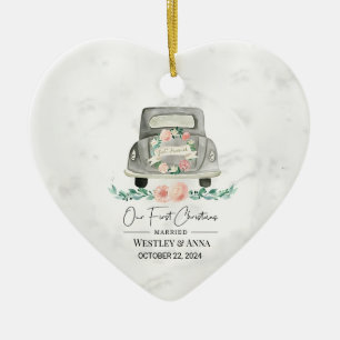Personalized First Christmas Married Ornament Car