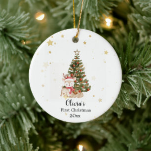 Personalized First Christmas Ornament - cute deer