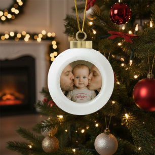 Personalized First Christmas Photo Ceramic Ball Christmas Ornament