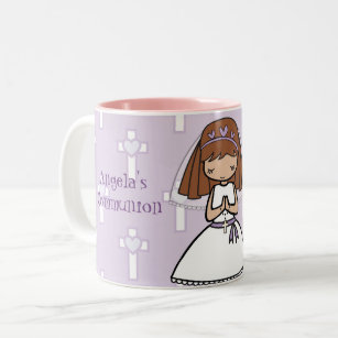 Personalized First Communion Day Girl name mug
