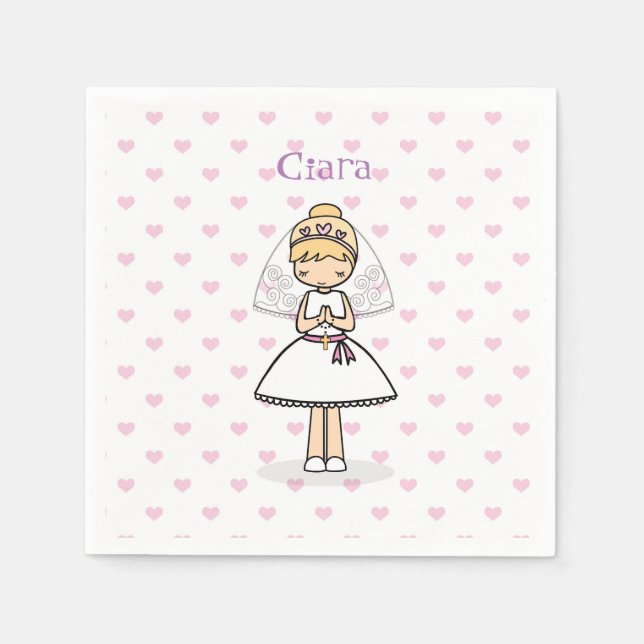 Personalized First Communion Day Girl Napkin (Front)