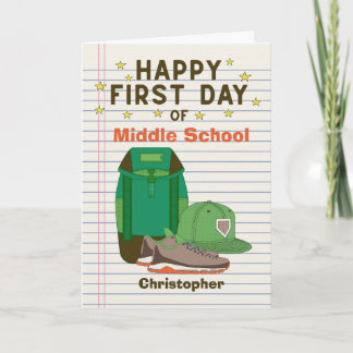 Personalized First Day of Middle School  Card