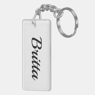 personalized First Name Britta black and white Key Ring