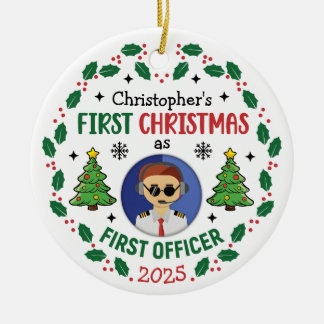 Personalized First Officer Custom Name Christmas Ceramic Ornament