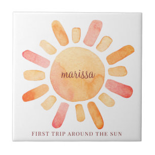Personalized First Trip Around The Sun Birthday Ceramic Tile