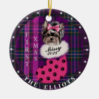 Personalized First Xmas Tree Dog Ceramic Ornament