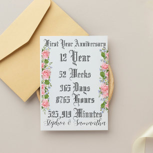 Personalized first year anniversary typography holiday card