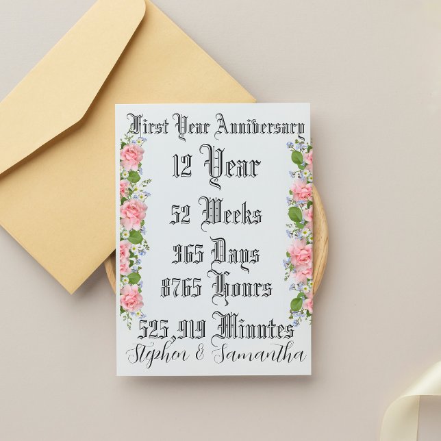 Personalized first  year anniversary typography  holiday card (Creator Uploaded)