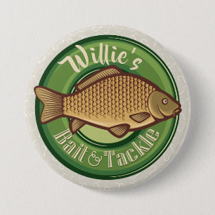 Personalized Fish and Tackle Shop Fishing Angler 7.5 Cm Round Badge