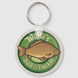 Personalized Fish and Tackle Shop Fishing Angler Key Ring