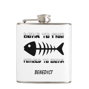 Personalized fisherman Dad gift, Born to fish Hip Flask