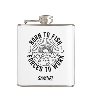 Personalized fisherman gift, Born to fish Hip Flask
