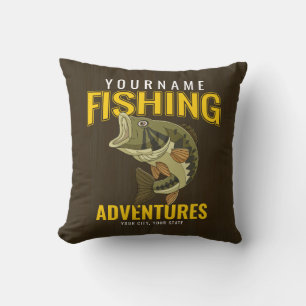 Personalized Fishing Adventures Bass Fish Angler Cushion