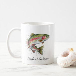Personalized Fishing Lover  – Trout Fishing Design Coffee Mug