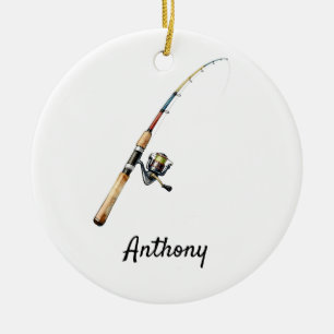 Personalized Fishing Rod Custom Name Ornament