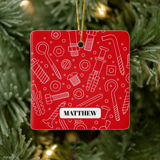 Personalized Fix It Funny Handyman If Custom Name  Ceramic Ornament (Tree)